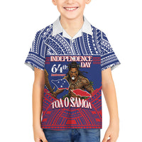 Personalised Samoa Independence Day Family Matching Off Shoulder Maxi Dress and Hawaiian Shirt 64th Anniversary Toa O Samoa LT14 Son's Shirt Blue - Polynesian Pride