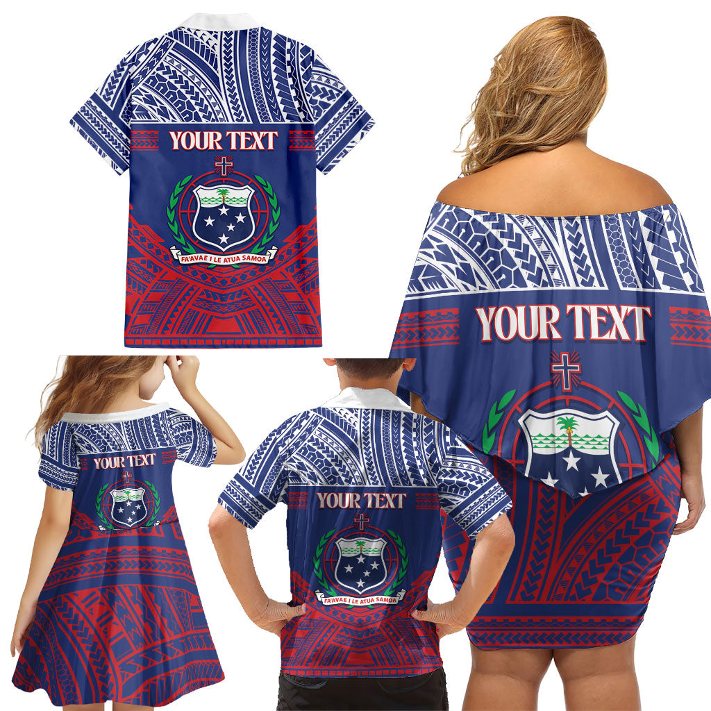 Personalised Samoa Independence Day Family Matching Off Shoulder Short Dress and Hawaiian Shirt 64th Anniversary Toa O Samoa LT14 - Polynesian Pride