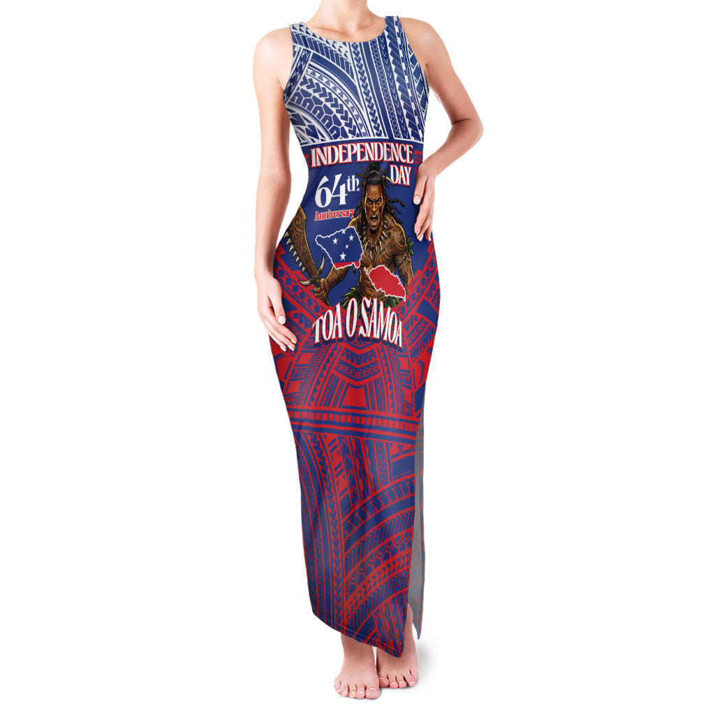 Personalised Samoa Independence Day Family Matching Tank Maxi Dress and Hawaiian Shirt 64th Anniversary Toa O Samoa LT14 Mom's Dress Blue - Polynesian Pride