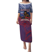 Personalised Samoa Independence Day Puletasi 64th Anniversary Toa O Samoa LT14 Long Dress Blue - Polynesian Pride