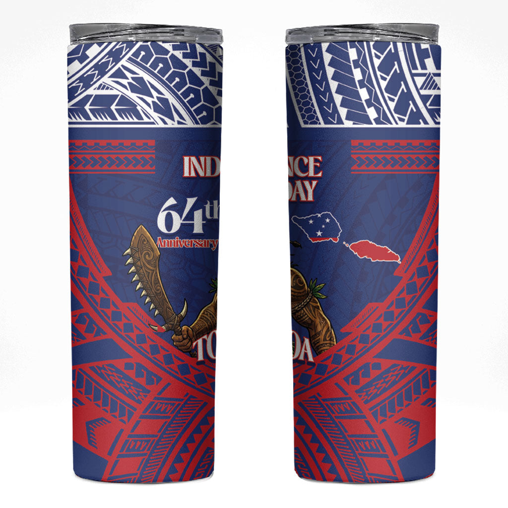 Samoa Independence Day Skinny Tumbler 64th Anniversary Toa O Samoa LT14 Blue - Polynesian Pride
