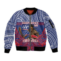 Personalised Samoa Independence Day Sleeve Zip Bomber Jacket 64th Anniversary Toa O Samoa