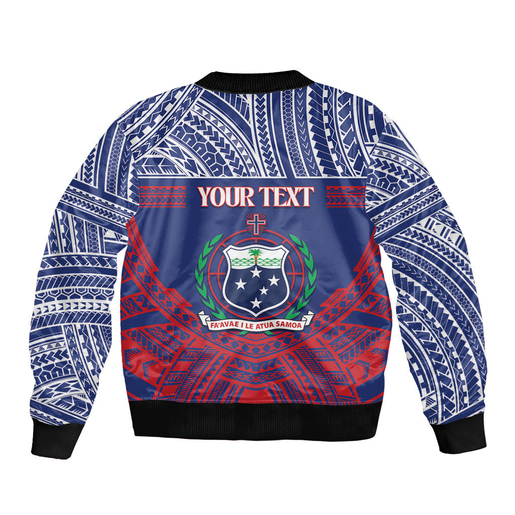 Personalised Samoa Independence Day Sleeve Zip Bomber Jacket 64th Anniversary Toa O Samoa