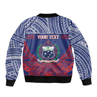 Personalised Samoa Independence Day Sleeve Zip Bomber Jacket 64th Anniversary Toa O Samoa