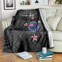 Custom New Zealand Silver Fern Football Blanket Summer 2024 Olympic Go Aotearoa LT14 Black - Polynesian Pride