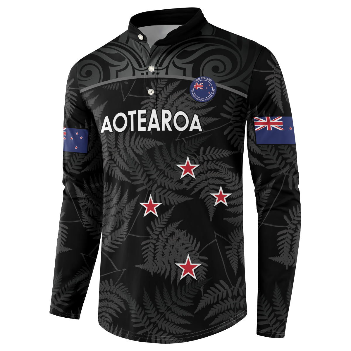 Custom New Zealand Silver Fern Football Button Sweatshirt Summer 2024 Olympic Go Aotearoa LT14 - Polynesian Pride
