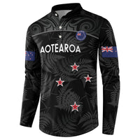 Custom New Zealand Silver Fern Football Button Sweatshirt Summer 2024 Olympic Go Aotearoa LT14 - Polynesian Pride