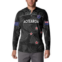 Custom New Zealand Silver Fern Football Button Sweatshirt Summer 2024 Olympic Go Aotearoa LT14 - Polynesian Pride