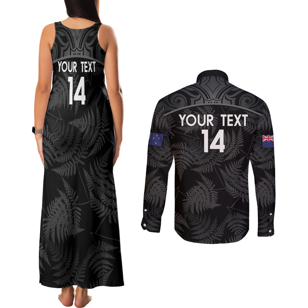 Custom New Zealand Silver Fern Football Couples Matching Tank Maxi Dress and Long Sleeve Button Shirt Summer 2024 Olympic Go Aotearoa LT14 - Polynesian Pride