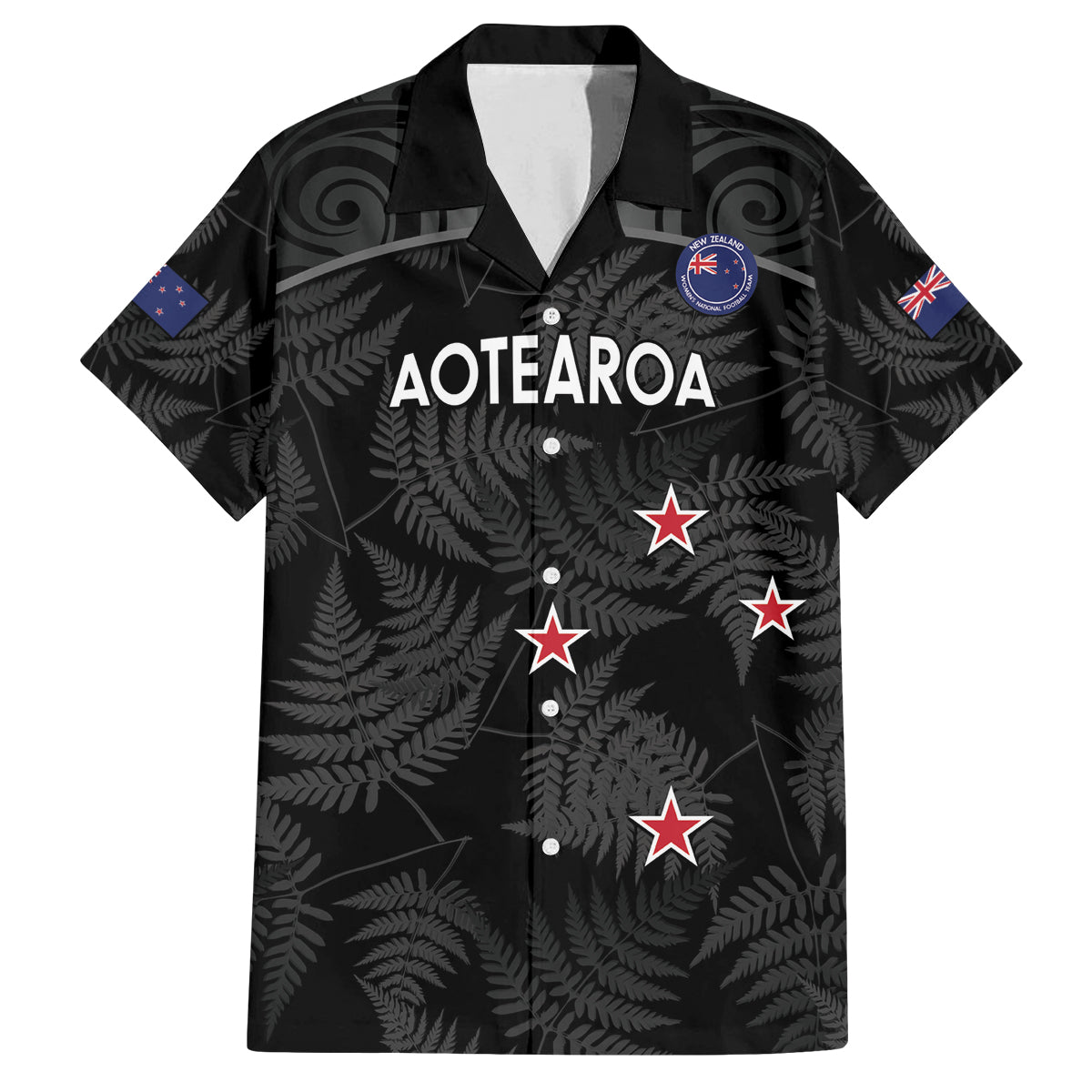 Custom New Zealand Silver Fern Football Family Matching Long Sleeve Bodycon Dress and Hawaiian Shirt Summer 2024 Olympic Go Aotearoa LT14 Dad's Shirt - Short Sleeve Black - Polynesian Pride