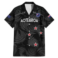 Custom New Zealand Silver Fern Football Family Matching Mermaid Dress and Hawaiian Shirt Summer 2024 Olympic Go Aotearoa LT14 Dad's Shirt - Short Sleeve Black - Polynesian Pride