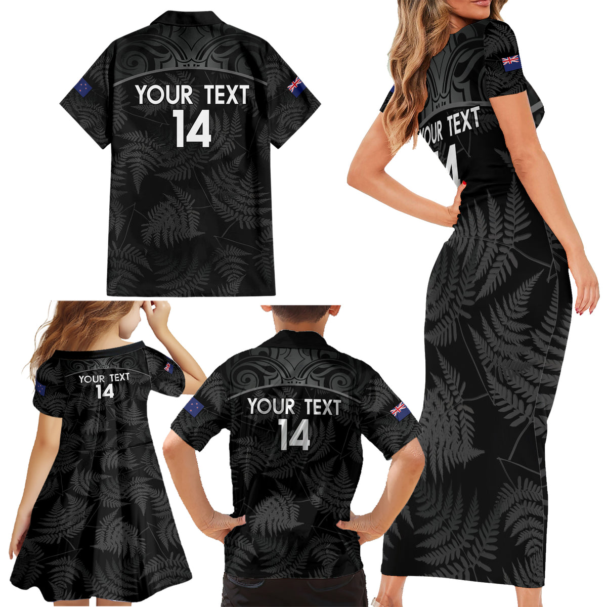 Custom New Zealand Silver Fern Football Family Matching Short Sleeve Bodycon Dress and Hawaiian Shirt Summer 2024 Olympic Go Aotearoa LT14 - Polynesian Pride