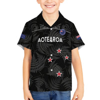 Custom New Zealand Silver Fern Football Family Matching Tank Maxi Dress and Hawaiian Shirt Summer 2024 Olympic Go Aotearoa LT14 Son's Shirt Black - Polynesian Pride