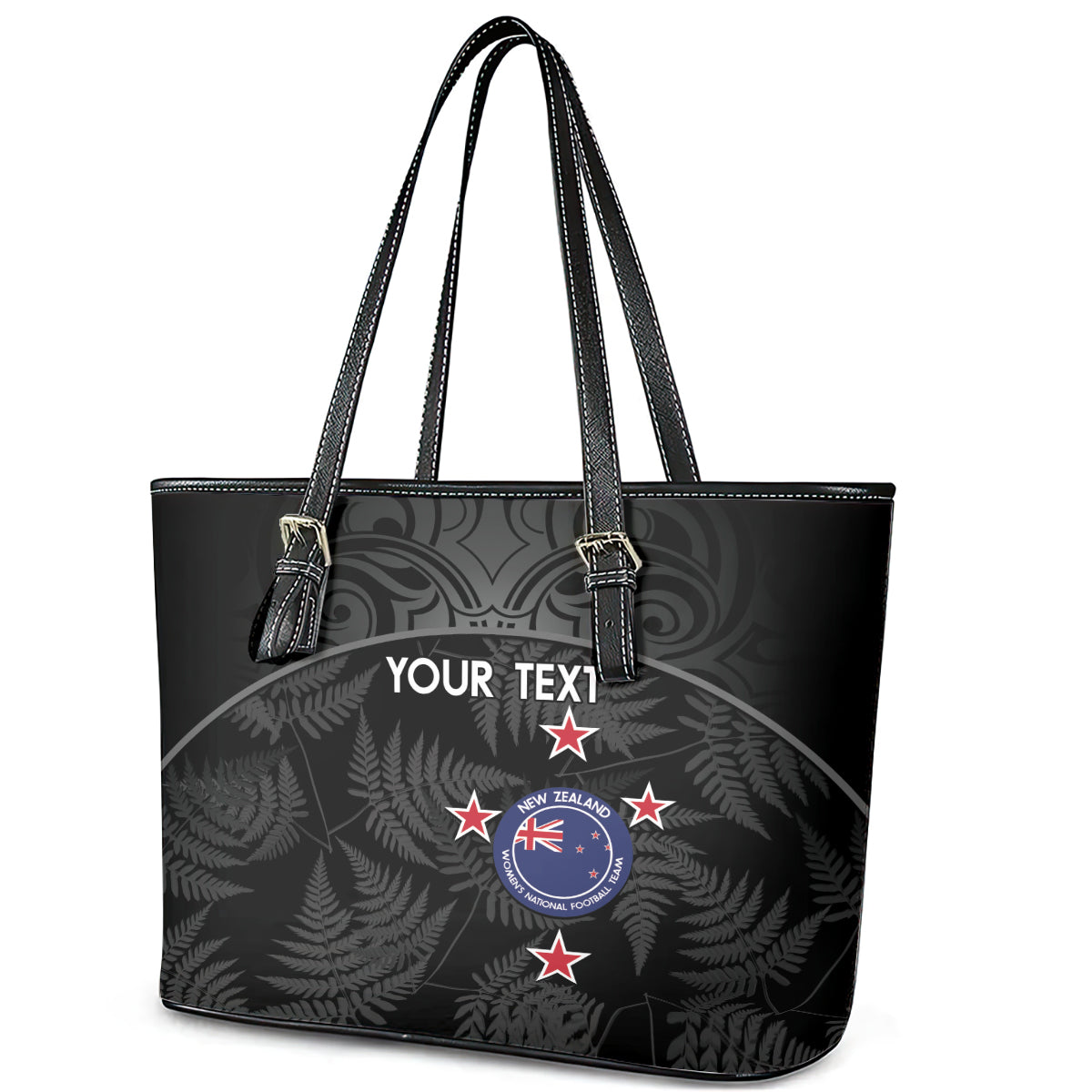 Custom New Zealand Silver Fern Football Leather Tote Bag Summer 2024 Olympic Go Aotearoa