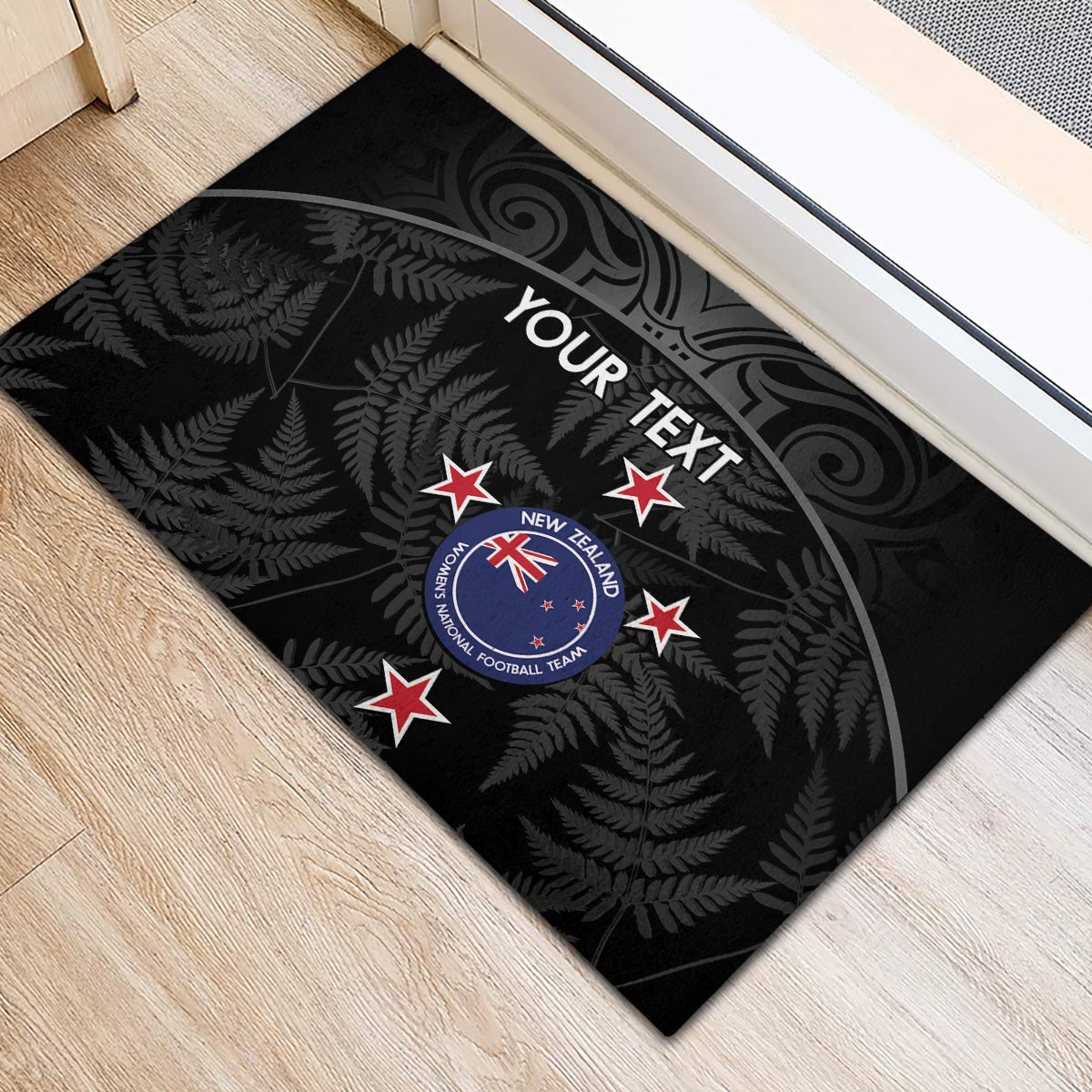 Custom New Zealand Silver Fern Football Rubber Doormat Summer 2024 Olympic Go Aotearoa LT14 - Polynesian Pride