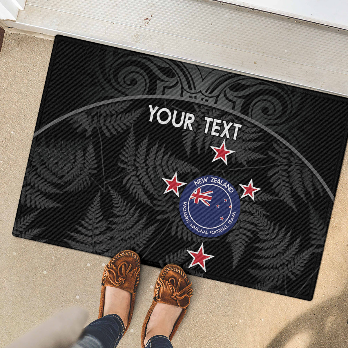 Custom New Zealand Silver Fern Football Rubber Doormat Summer 2024 Olympic Go Aotearoa LT14 - Polynesian Pride