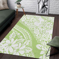 Polynesian Tiare Flower Sage Green Pastel Area Rug