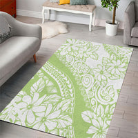 Polynesian Tiare Flower Sage Green Pastel Area Rug