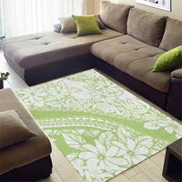 Polynesian Tiare Flower Sage Green Pastel Area Rug