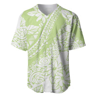 Polynesian Tiare Flower Sage Green Pastel Baseball Jersey