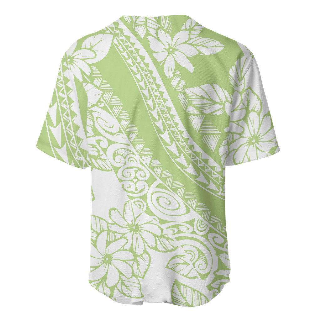 Polynesian Tiare Flower Sage Green Pastel Baseball Jersey