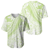 Polynesian Tiare Flower Sage Green Pastel Baseball Jersey