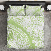 Polynesian Tiare Flower Sage Green Pastel Bedding Set