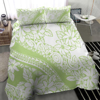Polynesian Tiare Flower Sage Green Pastel Bedding Set
