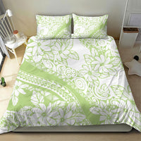 Polynesian Tiare Flower Sage Green Pastel Bedding Set