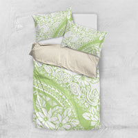 Polynesian Tiare Flower Sage Green Pastel Bedding Set
