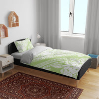 Polynesian Tiare Flower Sage Green Pastel Bedding Set