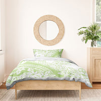 Polynesian Tiare Flower Sage Green Pastel Bedding Set