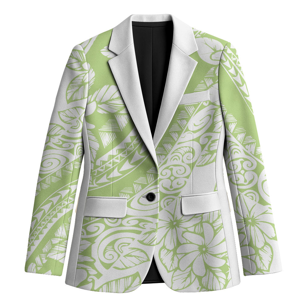 Polynesian Tiare Flower Sage Green Pastel Blazer
