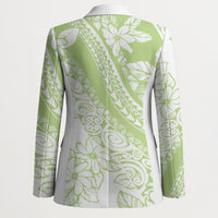 Polynesian Tiare Flower Sage Green Pastel Blazer