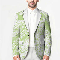Polynesian Tiare Flower Sage Green Pastel Blazer