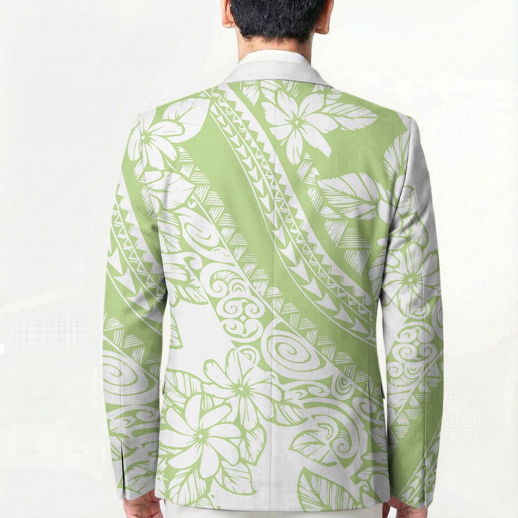 Polynesian Tiare Flower Sage Green Pastel Blazer