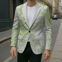 Polynesian Tiare Flower Sage Green Pastel Blazer