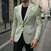 Polynesian Tiare Flower Sage Green Pastel Blazer