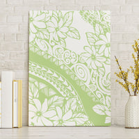 Polynesian Tiare Flower Sage Green Pastel Canvas Wall Art