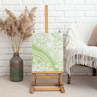 Polynesian Tiare Flower Sage Green Pastel Canvas Wall Art