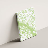 Polynesian Tiare Flower Sage Green Pastel Canvas Wall Art