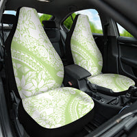 Polynesian Tiare Flower Sage Green Pastel Car Seat Cover