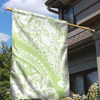 Polynesian Tiare Flower Sage Green Pastel Garden Flag