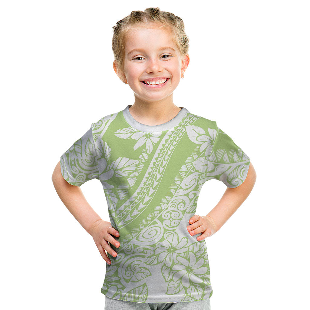 Polynesian Tiare Flower Sage Green Pastel Kid T Shirt LT14 Sage Green - Polynesian Pride
