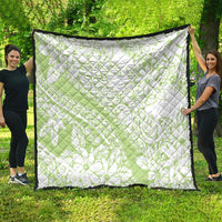 Polynesian Tiare Flower Sage Green Pastel Quilt
