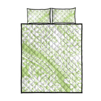 Polynesian Tiare Flower Sage Green Pastel Quilt Bed Set