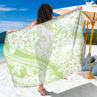 Polynesian Tiare Flower Sage Green Pastel Sarong