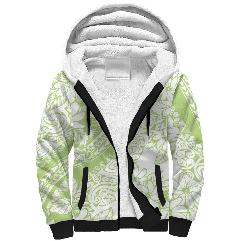 Polynesian Tiare Flower Sage Green Pastel Sherpa Hoodie LT14 Unisex Sage Green - Polynesian Pride