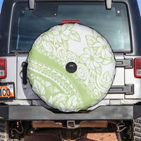 Polynesian Tiare Flower Sage Green Pastel Spare Tire Cover