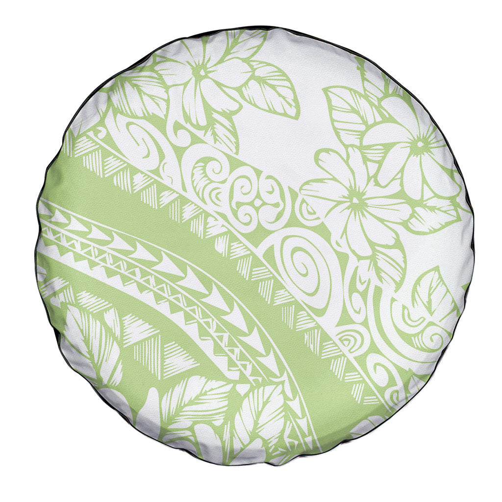 Polynesian Tiare Flower Sage Green Pastel Spare Tire Cover